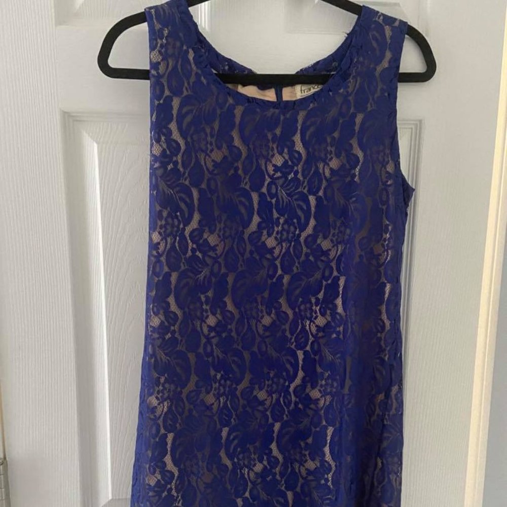 Francesca's Sheath Dress: Royal Blue and Lace
